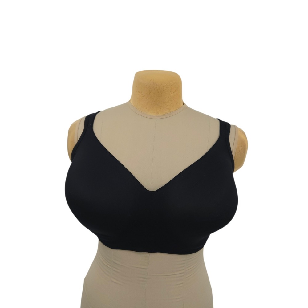 Cacique Black Seamless No-Wire Bra 38H Wireless Full Coverage Adjustable Straps